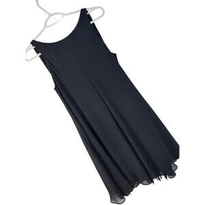 BCBGENERATION! LUXE BLACK LONG FRINGED BACK DRAPEY, FLOWING DRESS! SZ S